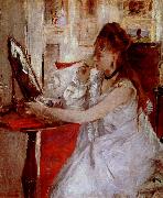 Berthe Morisot ung kvinna med pudervippa oil on canvas